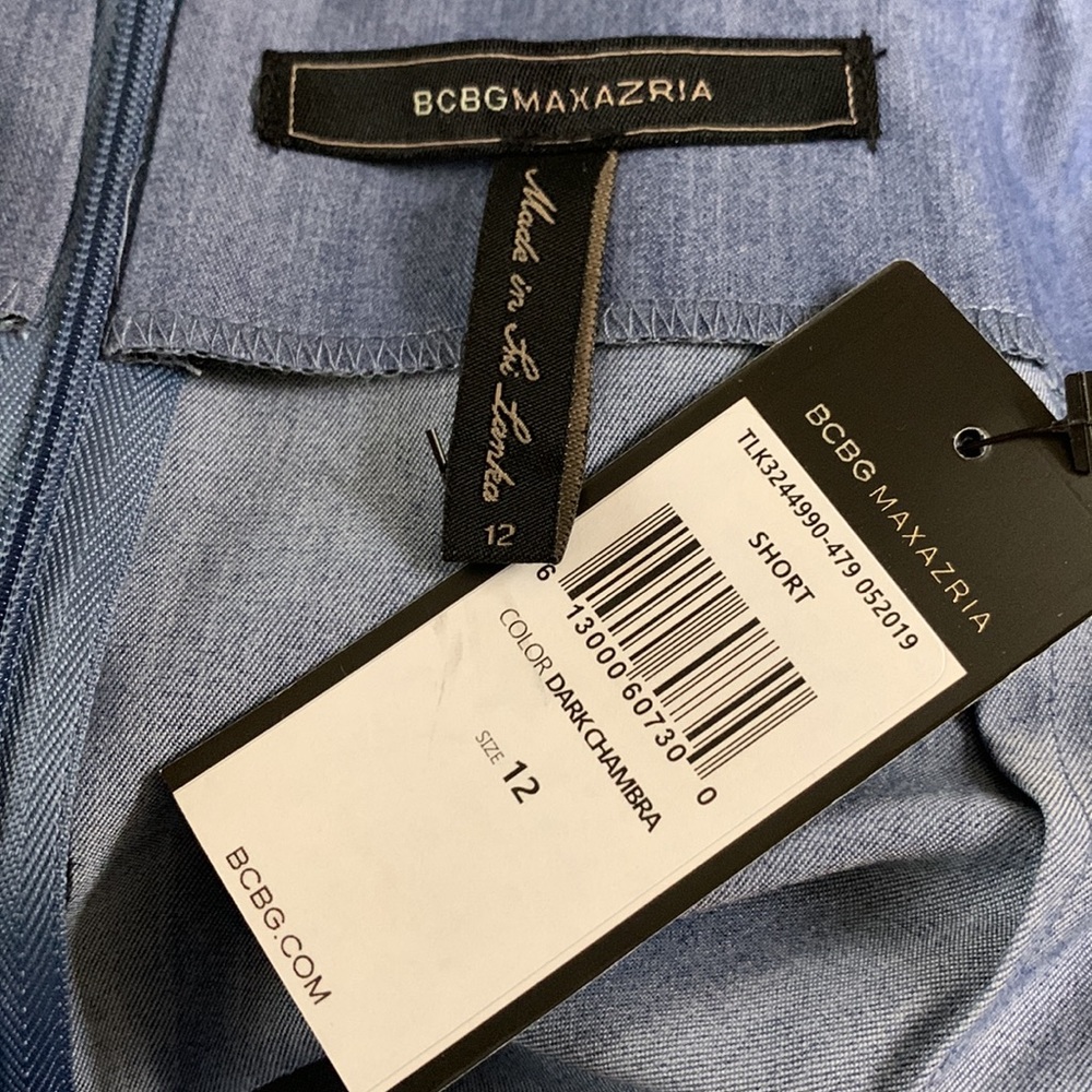 🛍️3/$20🛍️BCBGMAXAZRIA Asymmetrical tiered chambray mini skirt - Picture 8 of 9